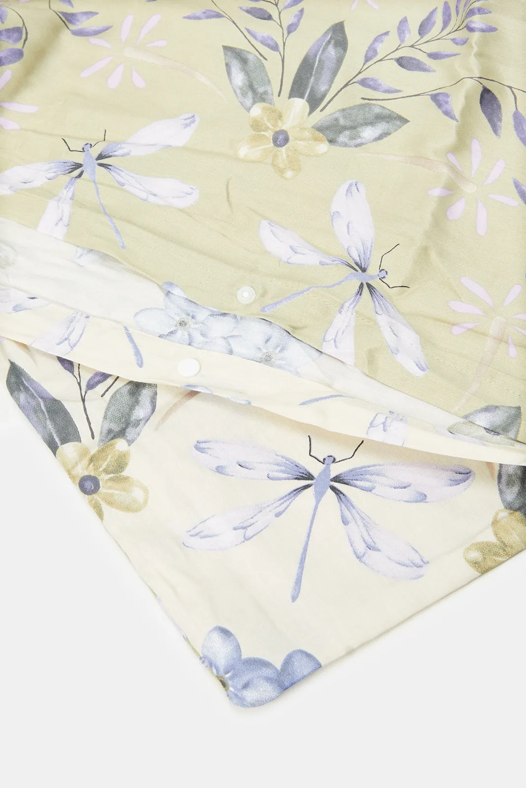 Ivory 2 Piece Butterfly Printed Duvet Cover Set (Single Size)