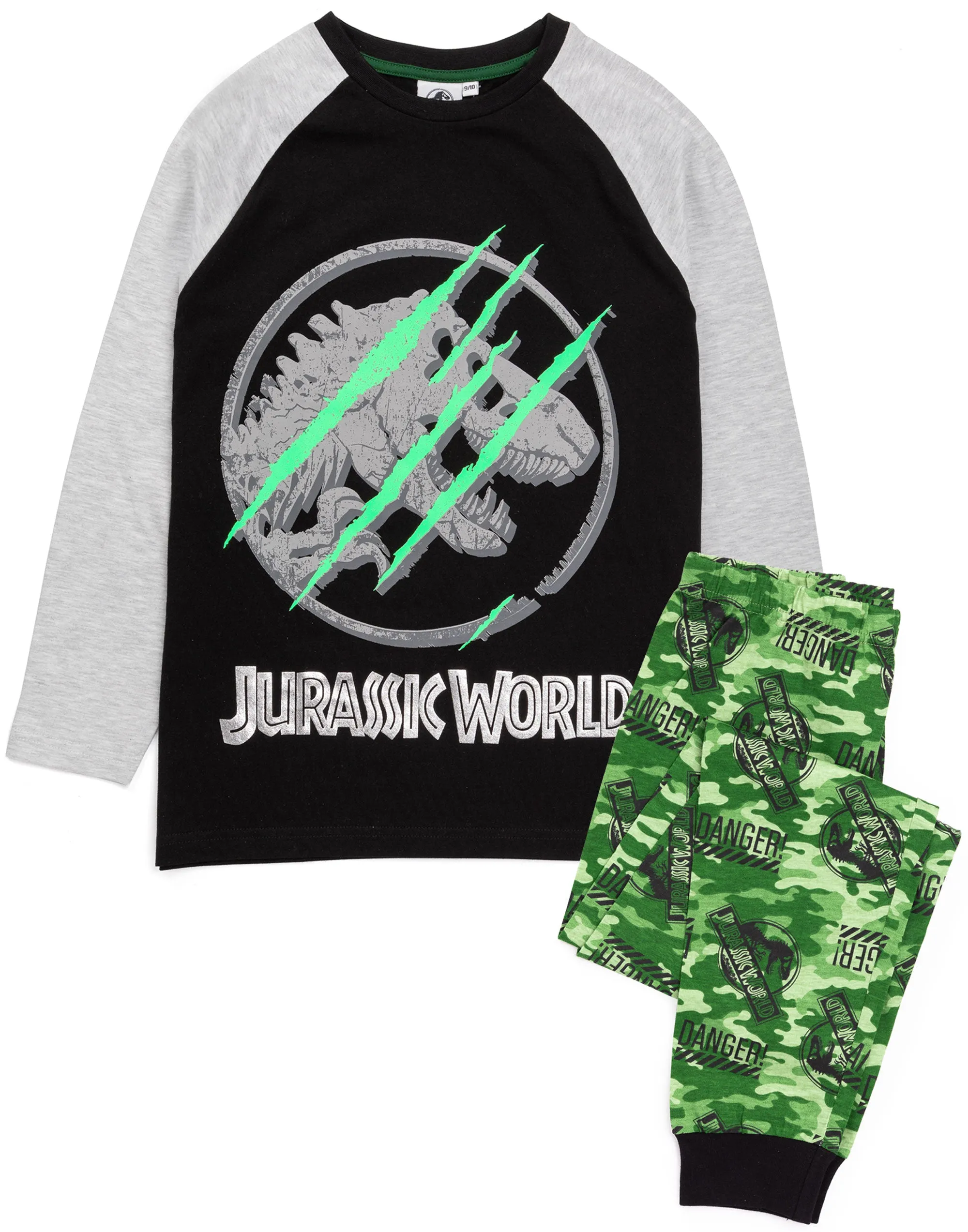 Jurassic World Pyjamas For Boys Camo Long Sleeved Set - Black