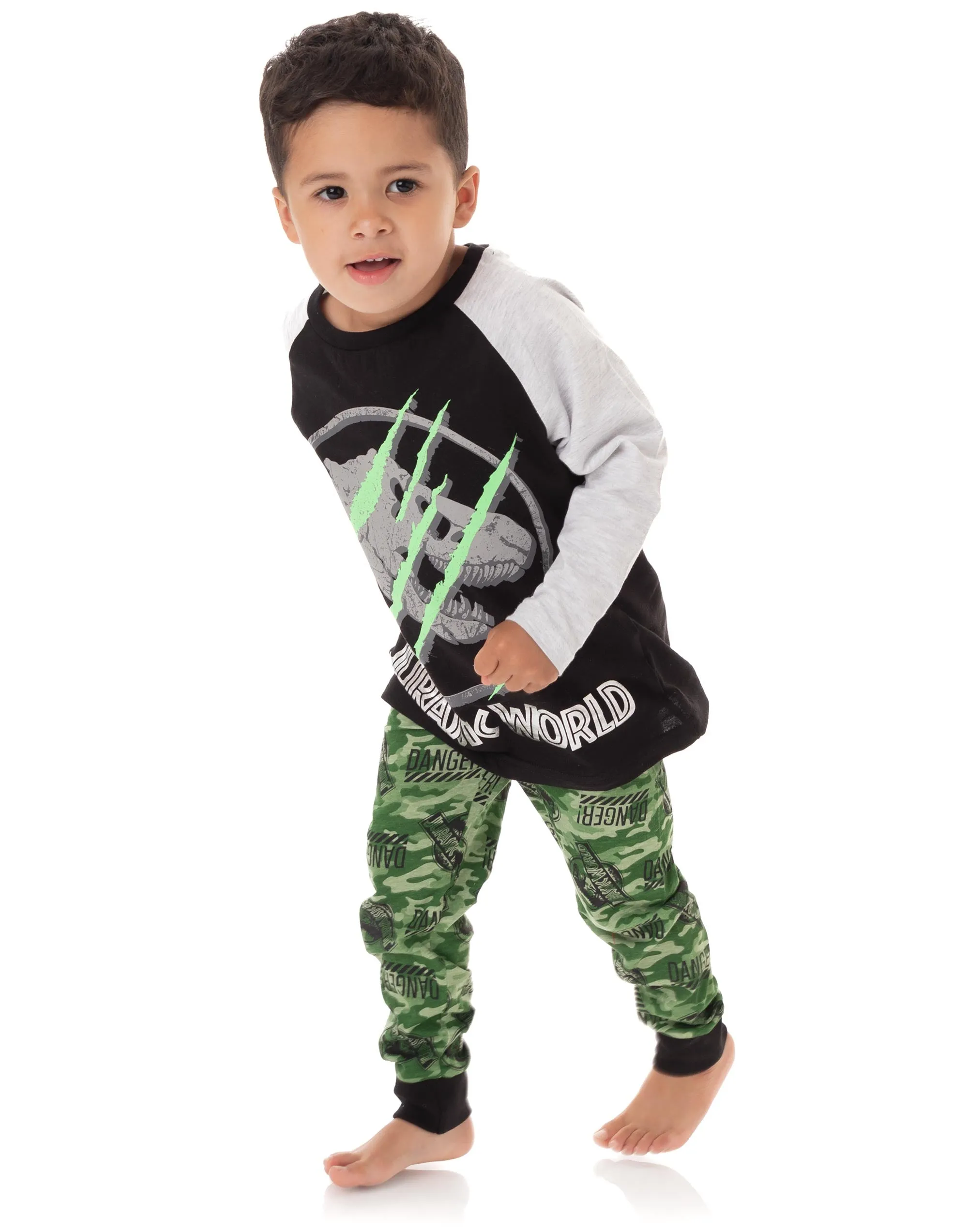 Jurassic World Pyjamas For Boys Camo Long Sleeved Set - Black