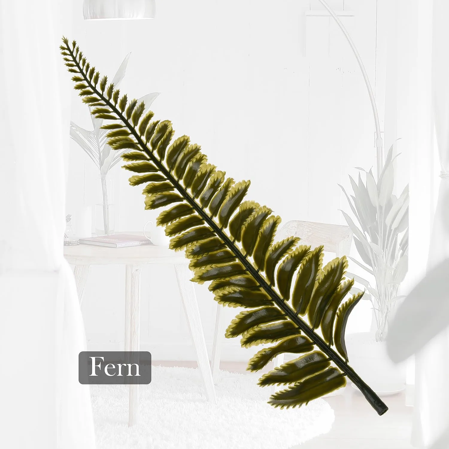 Kuber Industries Flowers Fern | Artificial Flowers Fern | Flower Fern Orchid for Vase Pot | Artificial Flower for Home Décor | Orchids Artificial Flower for Vase | Pack of 2 | Green