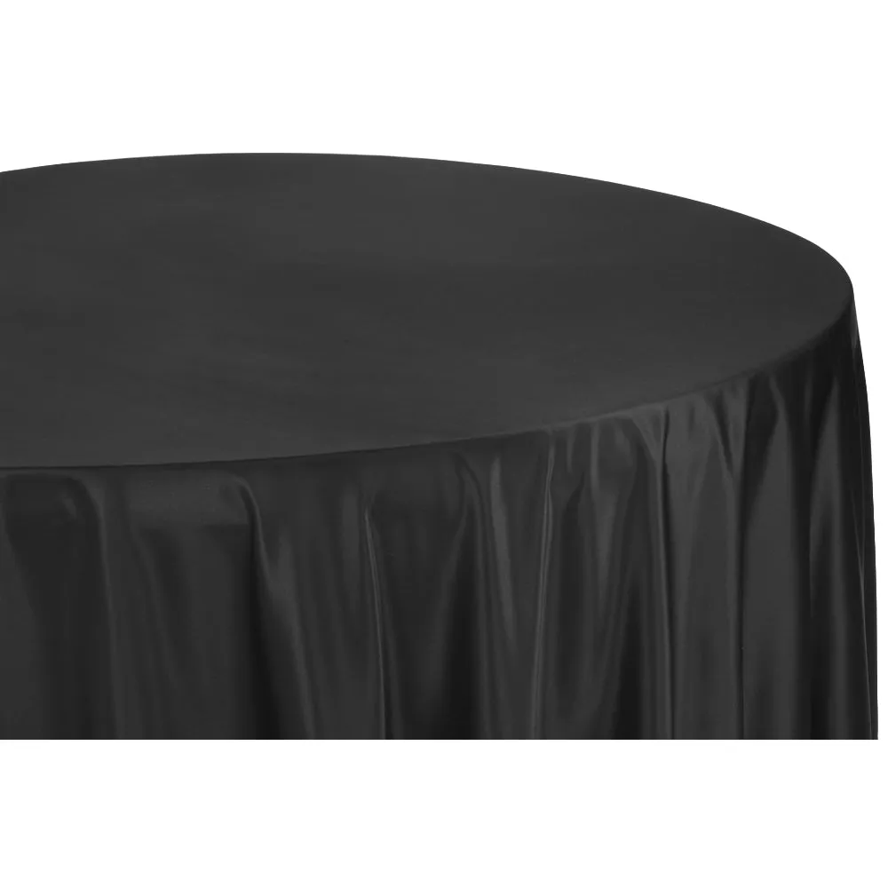 Lamour Satin 120" Round Tablecloth - Black