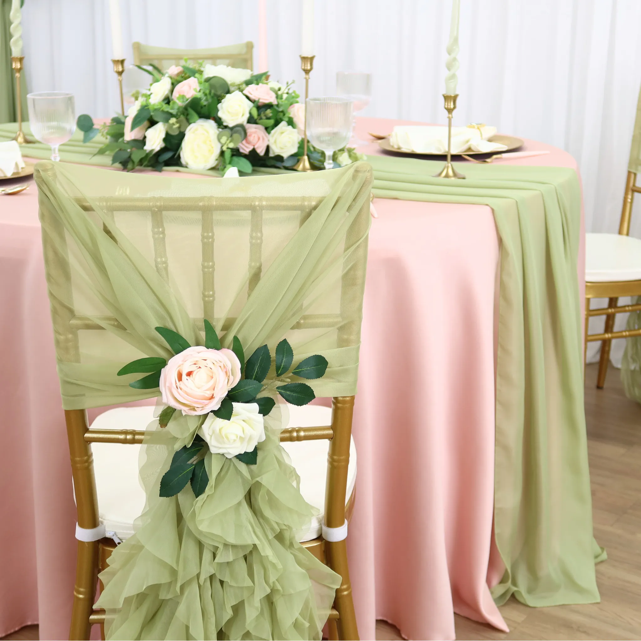 Lamour Satin 120" Round Tablecloth - Blush/Rose Gold