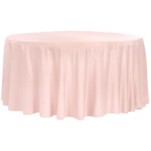 Lamour Satin 120" Round Tablecloth - Blush/Rose Gold