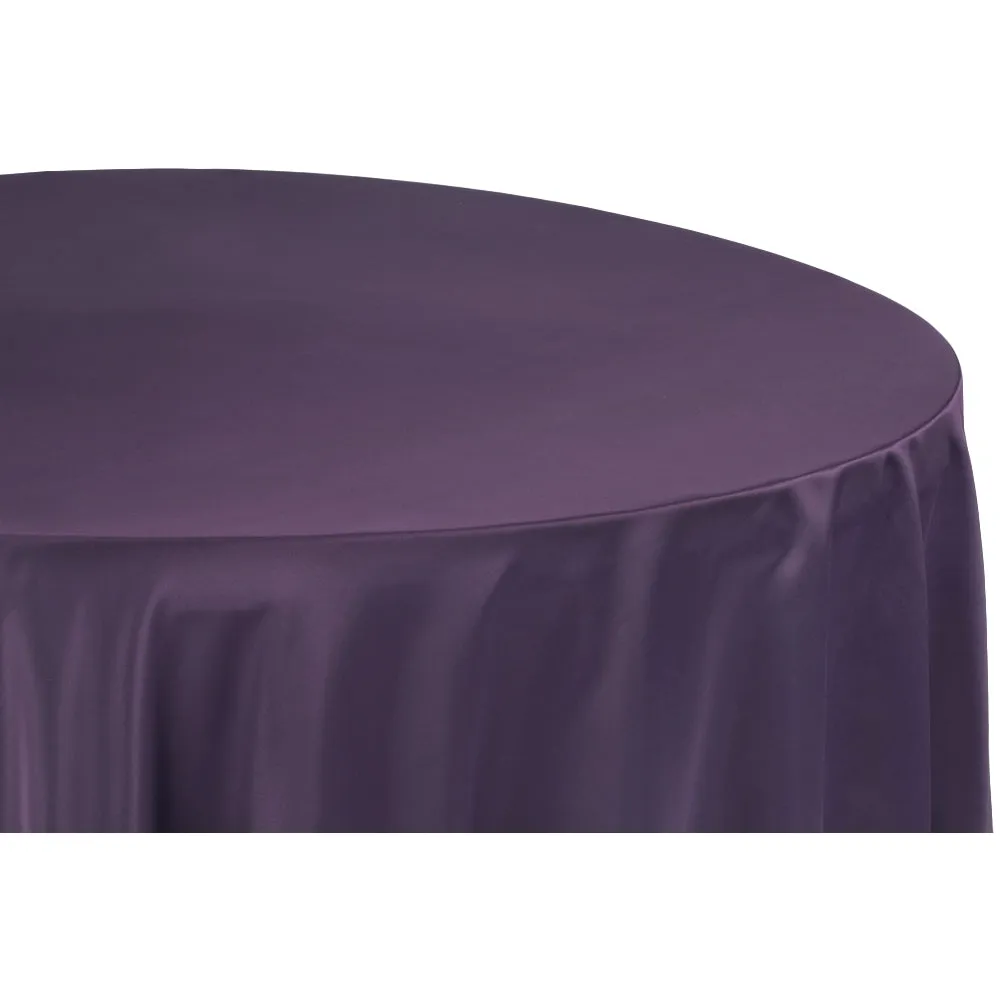 Lamour Satin 120" Round Tablecloth - Eggplant/Plum