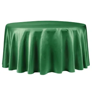 Lamour Satin 120" Round Tablecloth - Emerald Green