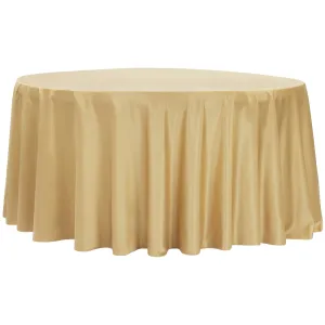 Lamour Satin 120" Round Tablecloth - Gold Antique