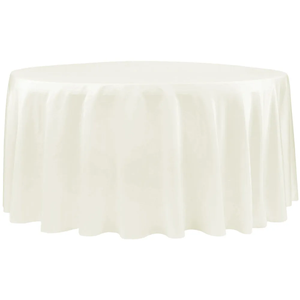 Lamour Satin 120" Round Tablecloth - Ivory