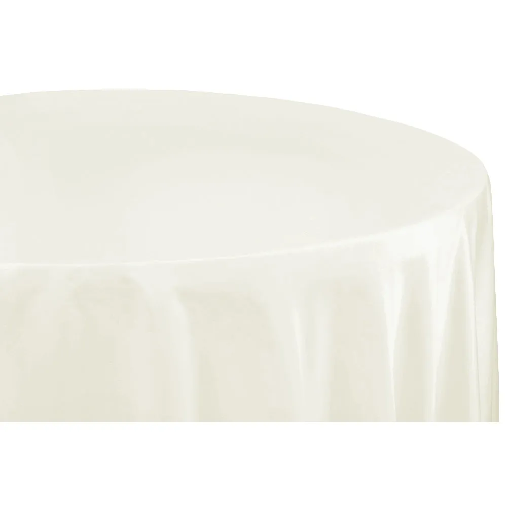 Lamour Satin 120" Round Tablecloth - Ivory