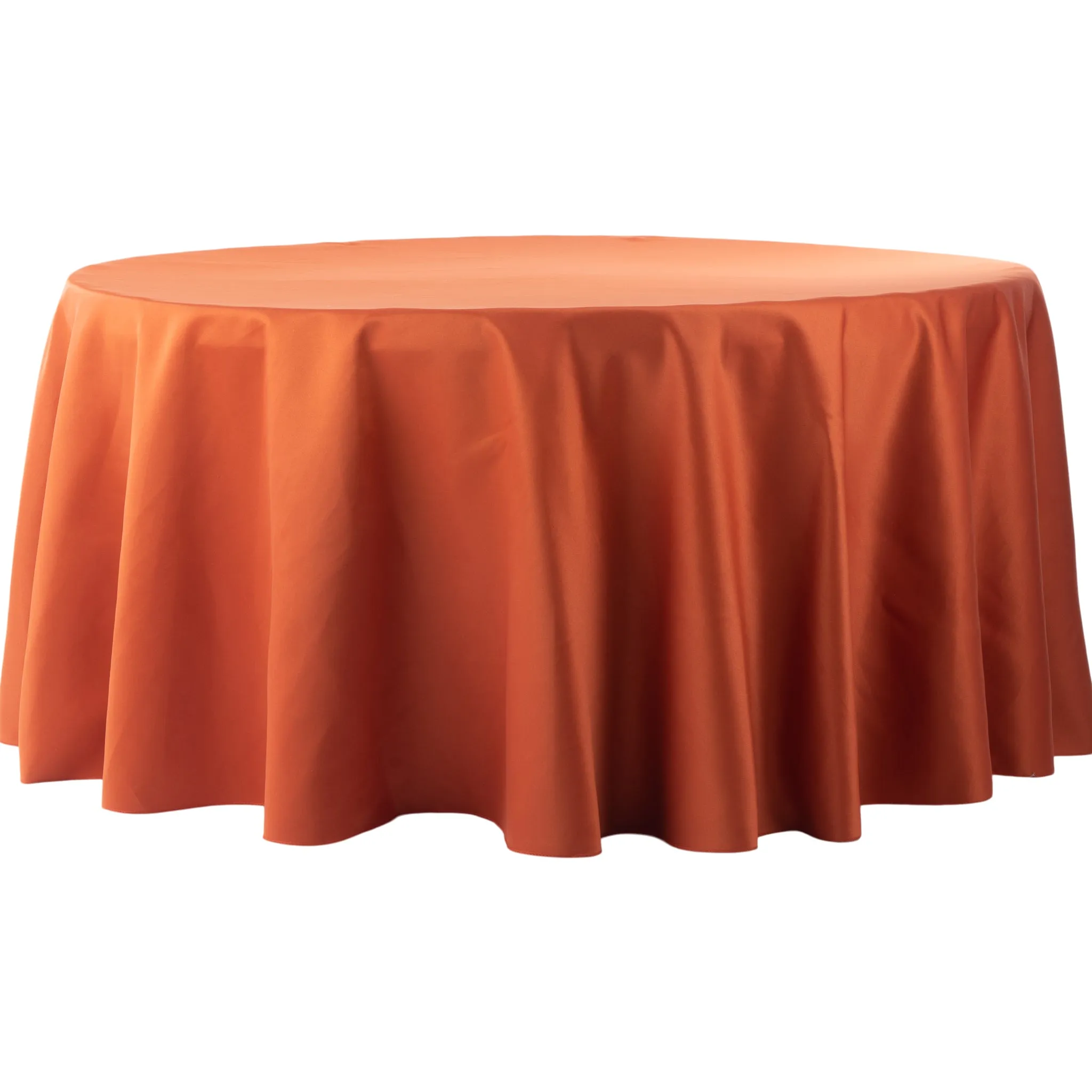 Lamour Satin 120" Round Tablecloth - Rust