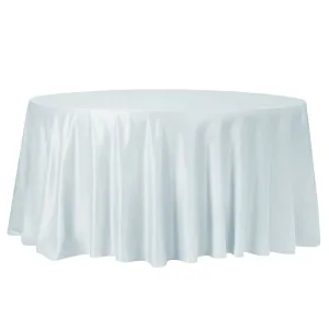 Lamour Satin 132" Round Tablecloth - Dusty Blue