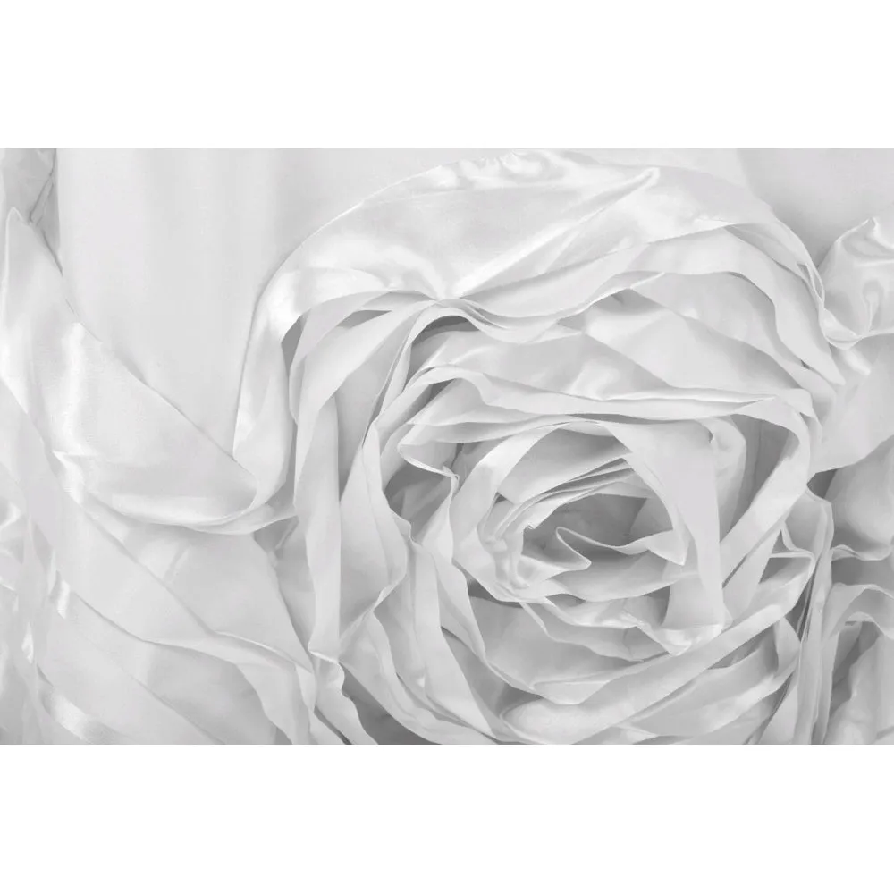 Large Rosette Flower Tablecloth 90"x132" Oblong Rectangular - White