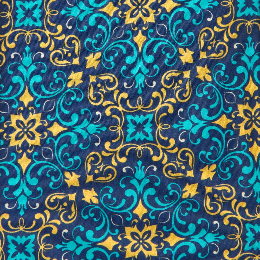 Lorenzo the Magnificent Turquoise and Yellow Duchesse Silk Tie