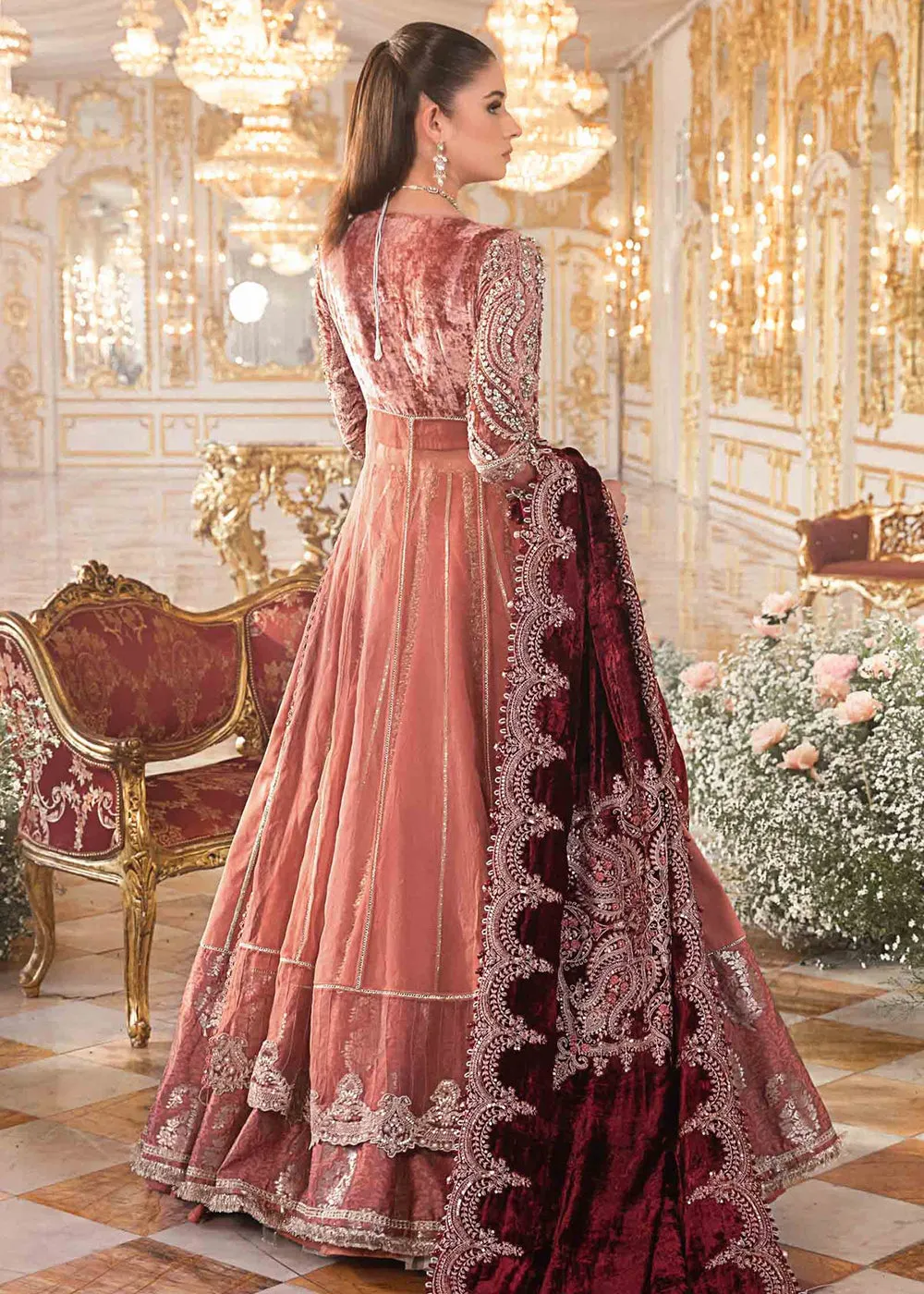 Mbroidered Wedding 2023 by Maria B | Salmon Pink BD-2701