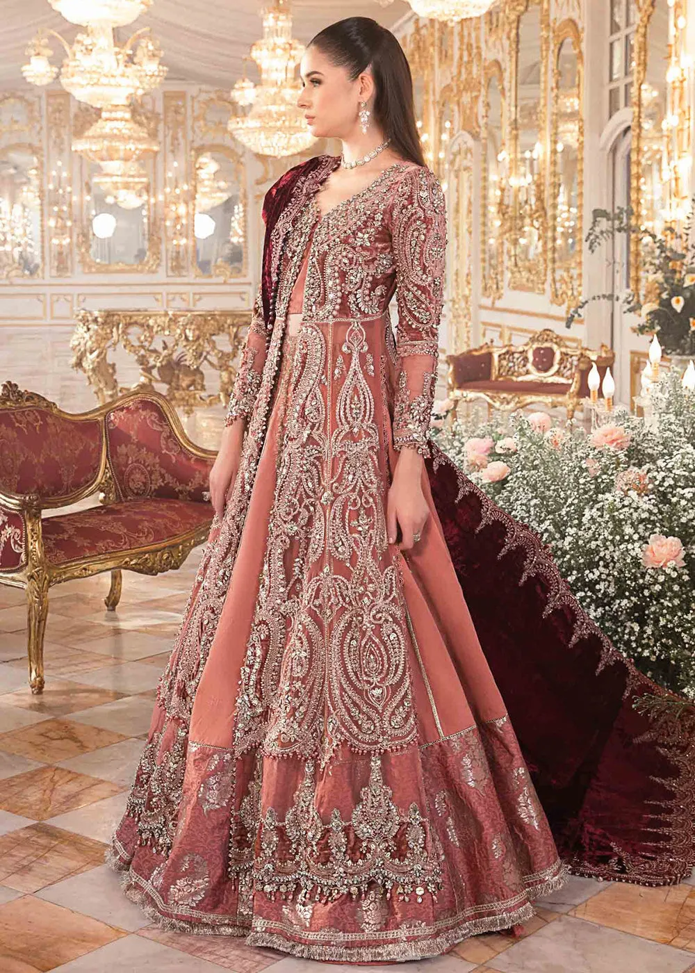 Mbroidered Wedding 2023 by Maria B | Salmon Pink BD-2701