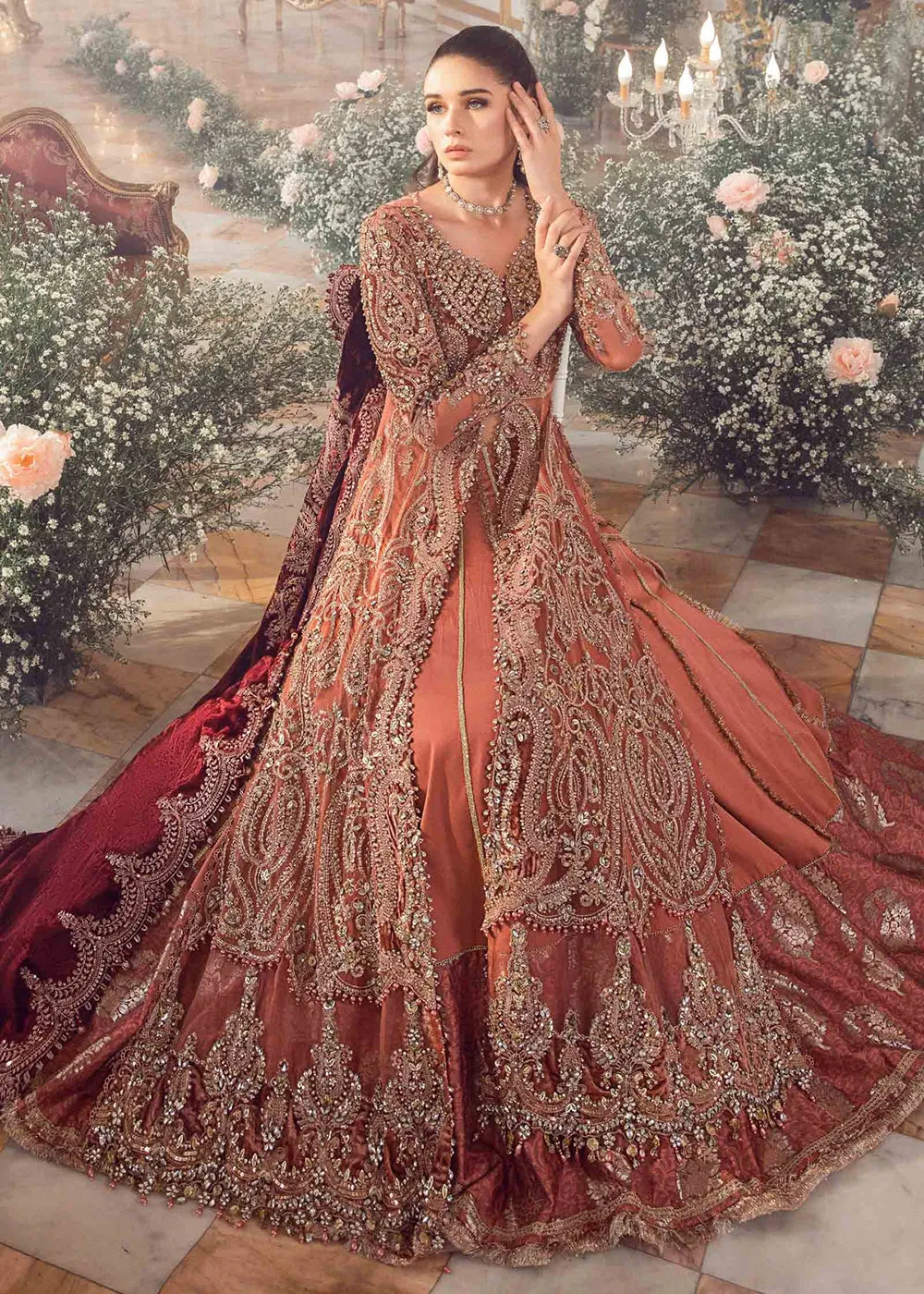 Mbroidered Wedding 2023 by Maria B | Salmon Pink BD-2701