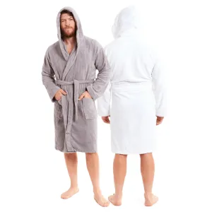 Men's Luxury Bamboo Cotton Hooded Bathrobe Ultra-Soft Towelling Robe for Home Gym and Spa in Multiple Sizes and Colours by Daisy Dreamer