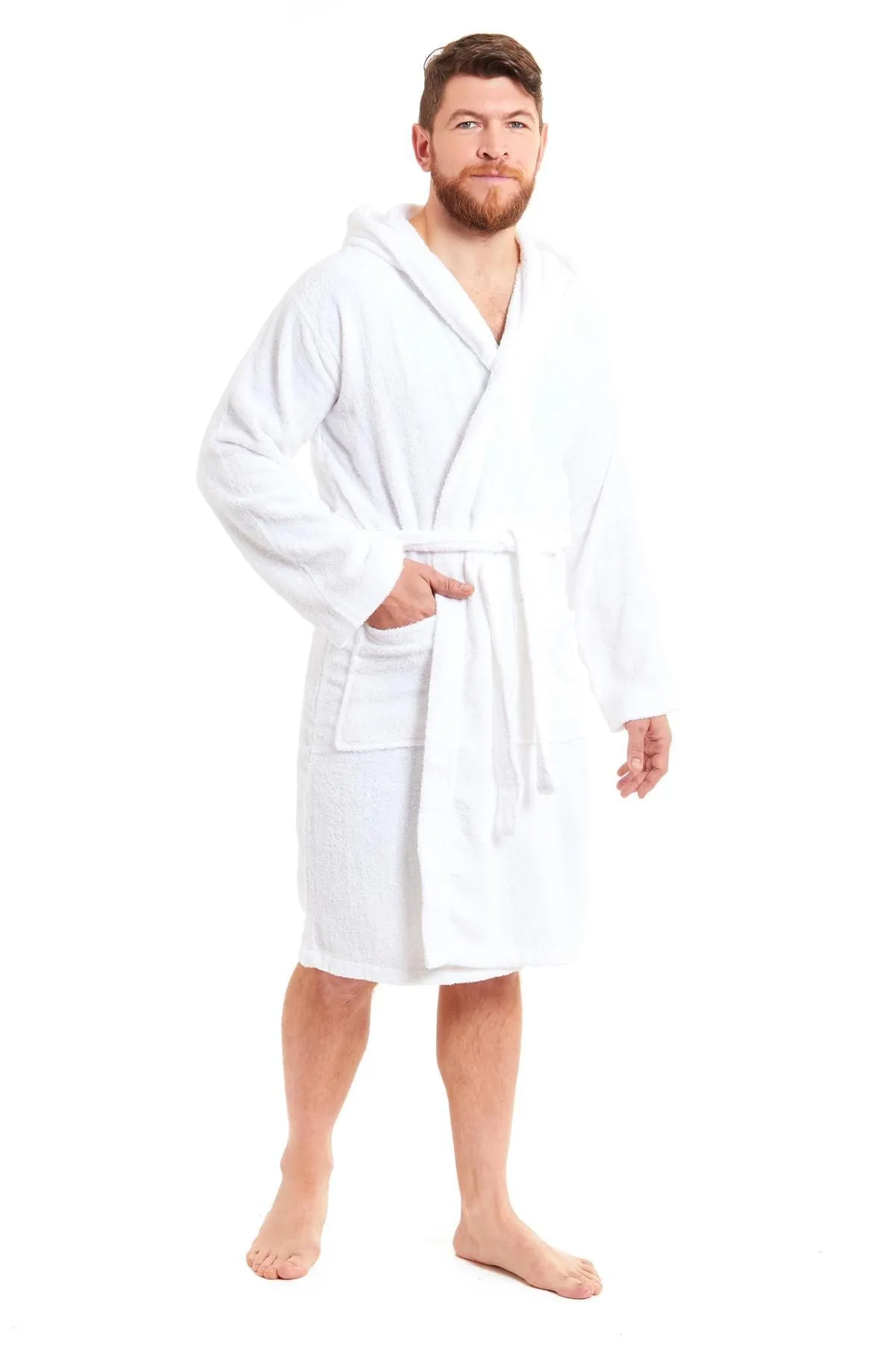 Men's Luxury Bamboo Cotton Hooded Bathrobe Ultra-Soft Towelling Robe for Home Gym and Spa in Multiple Sizes and Colours by Daisy Dreamer