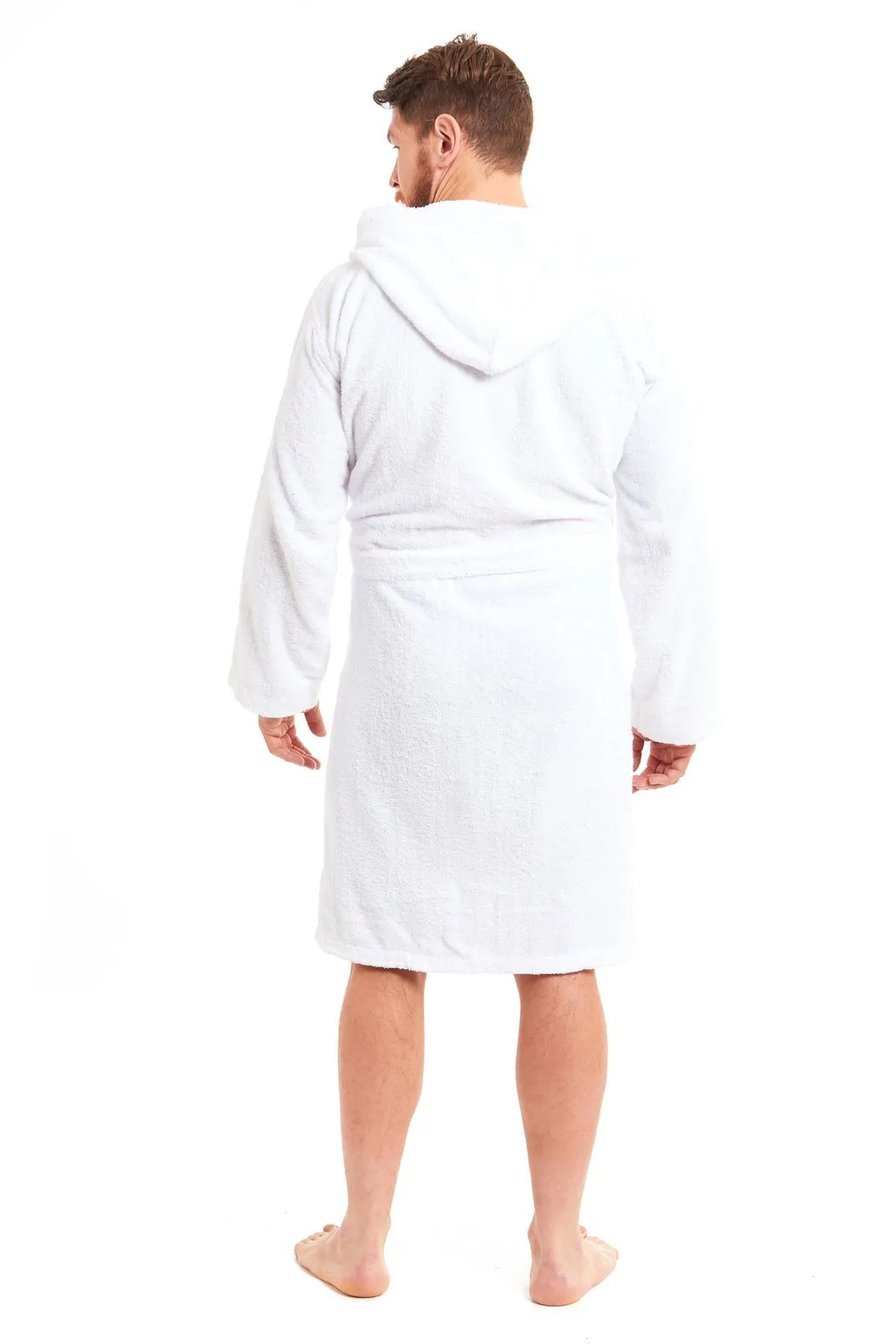 Men's Luxury Bamboo Cotton Hooded Bathrobe Ultra-Soft Towelling Robe for Home Gym and Spa in Multiple Sizes and Colours by Daisy Dreamer