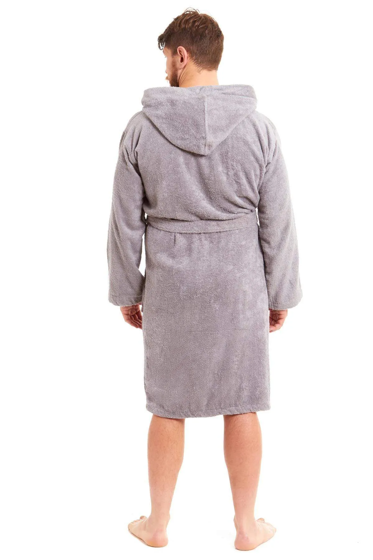 Men's Luxury Bamboo Cotton Hooded Bathrobe Ultra-Soft Towelling Robe for Home Gym and Spa in Multiple Sizes and Colours by Daisy Dreamer