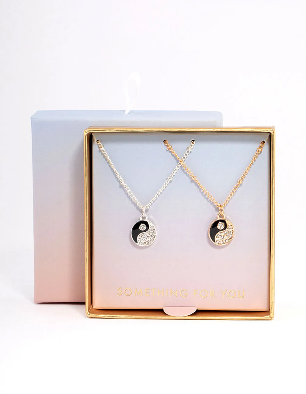 Mixed Metal Diamante Yin & Yang Necklace Pack