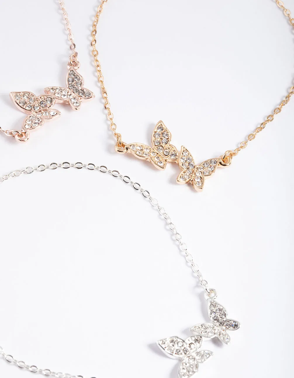 Mixed Metal Pave Butterfly Bracelet Pack