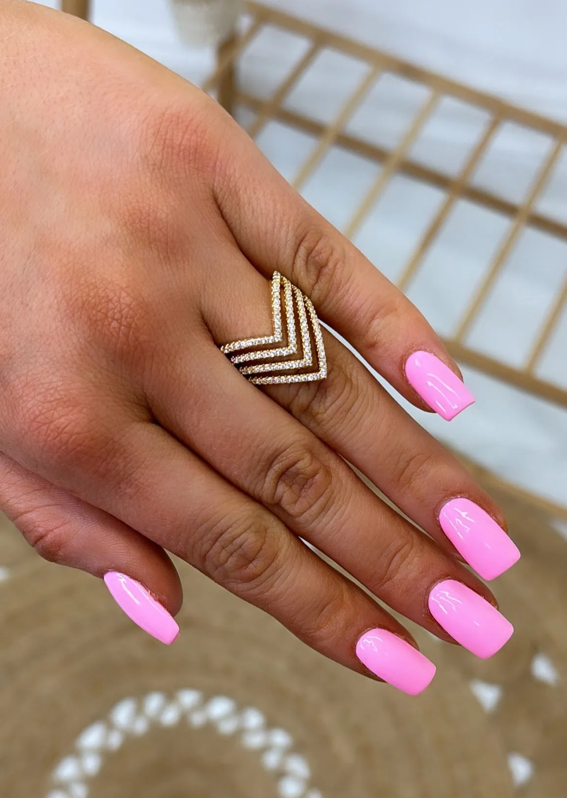 Moyra Gold Chevron Ring