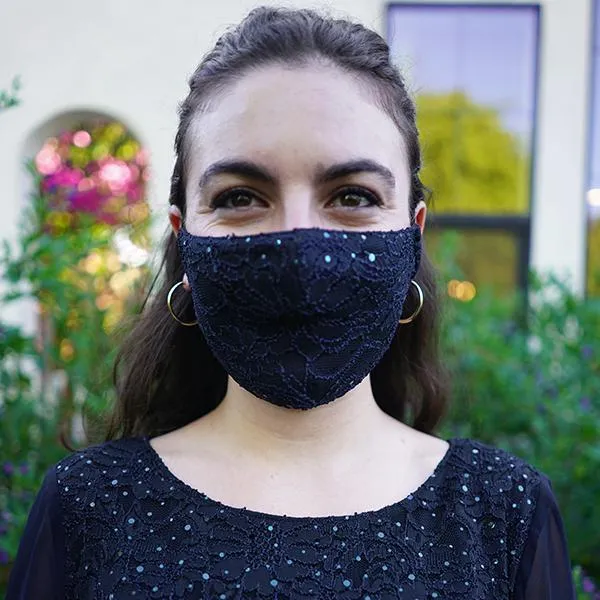 Navy Lace Sequin Mask