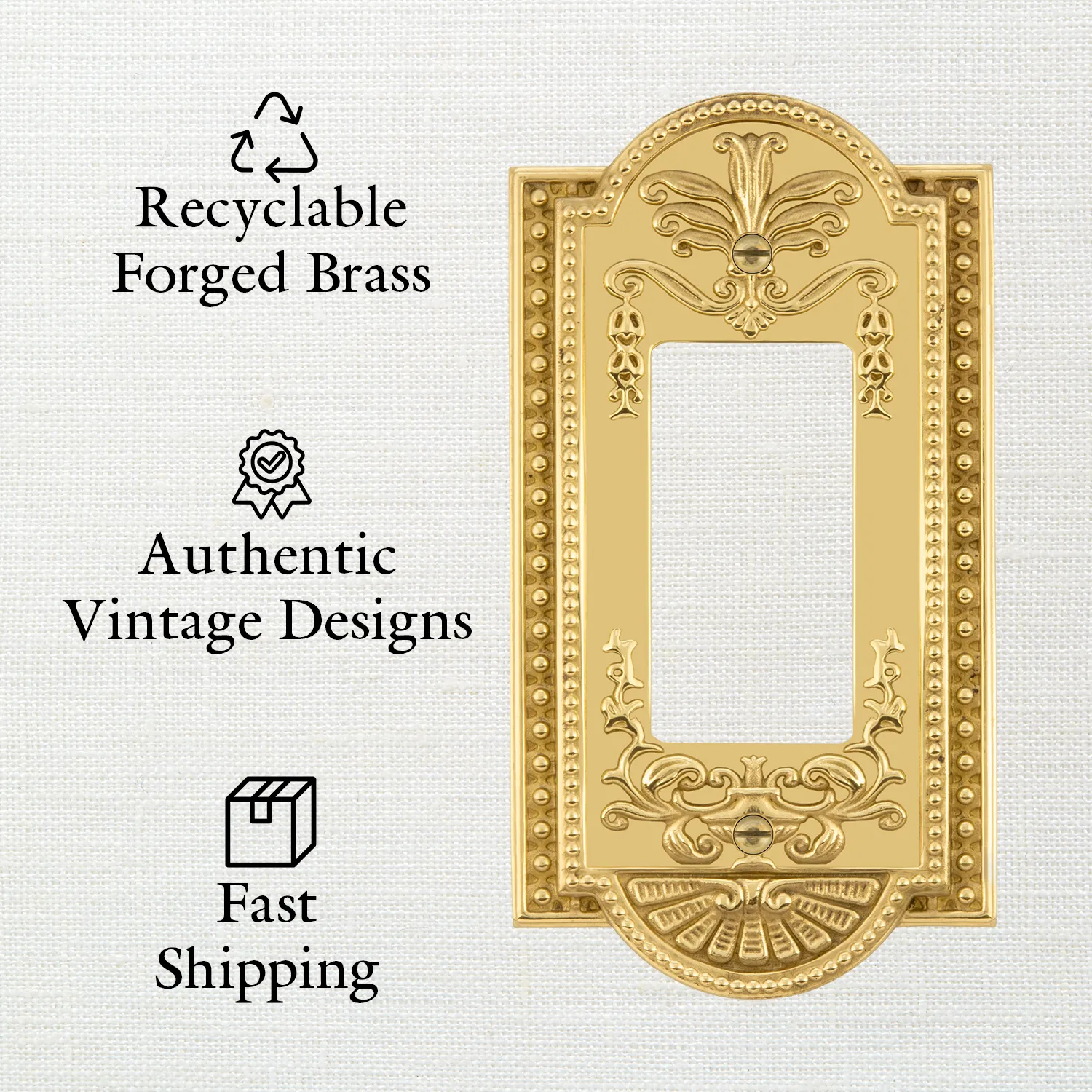 New York Switch Plate with Single Rocker in Antique Brass