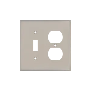 New York Switch Plate with Toggle and Outlet in Satin Nickel