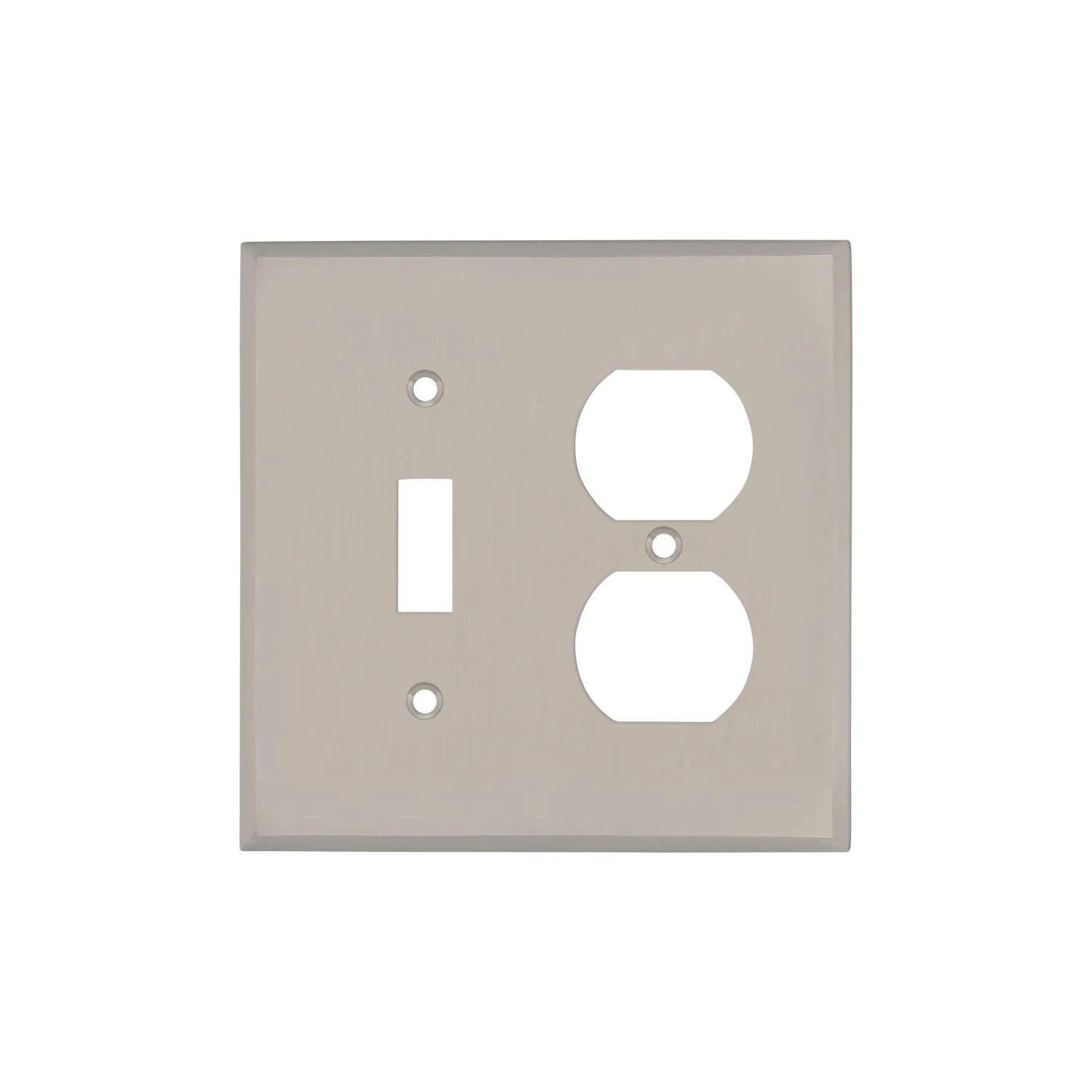 New York Switch Plate with Toggle and Outlet in Satin Nickel