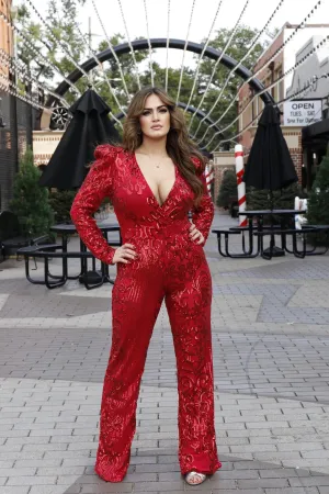 Noel Sequin Red Jumpsuit