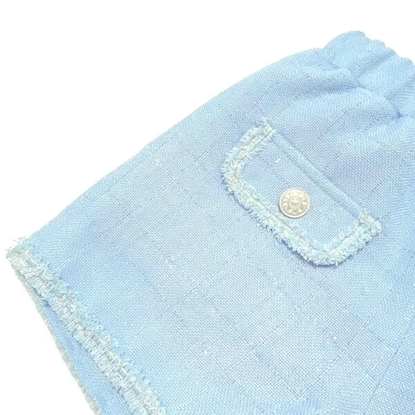 Novelty Button Tweed Shorts-blue