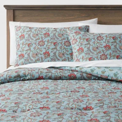 Open Box - Twin/Twin Extra Long Floral Printed Comforter & Sham Set Light Teal Blue - Threshold