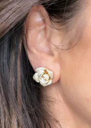 Ornella Gold Rose Rhinestone Earrings