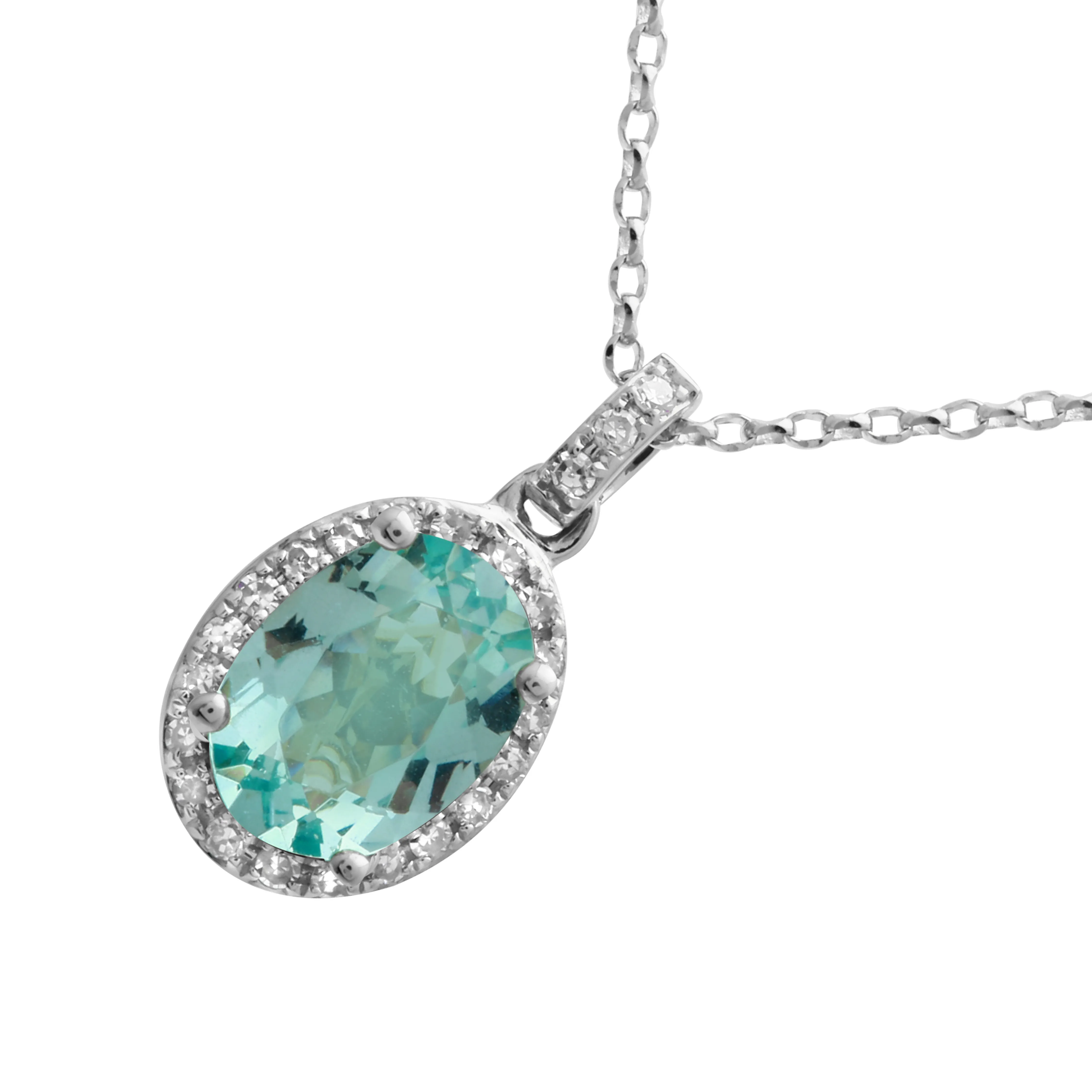 Oval Apatite Halo Pendant