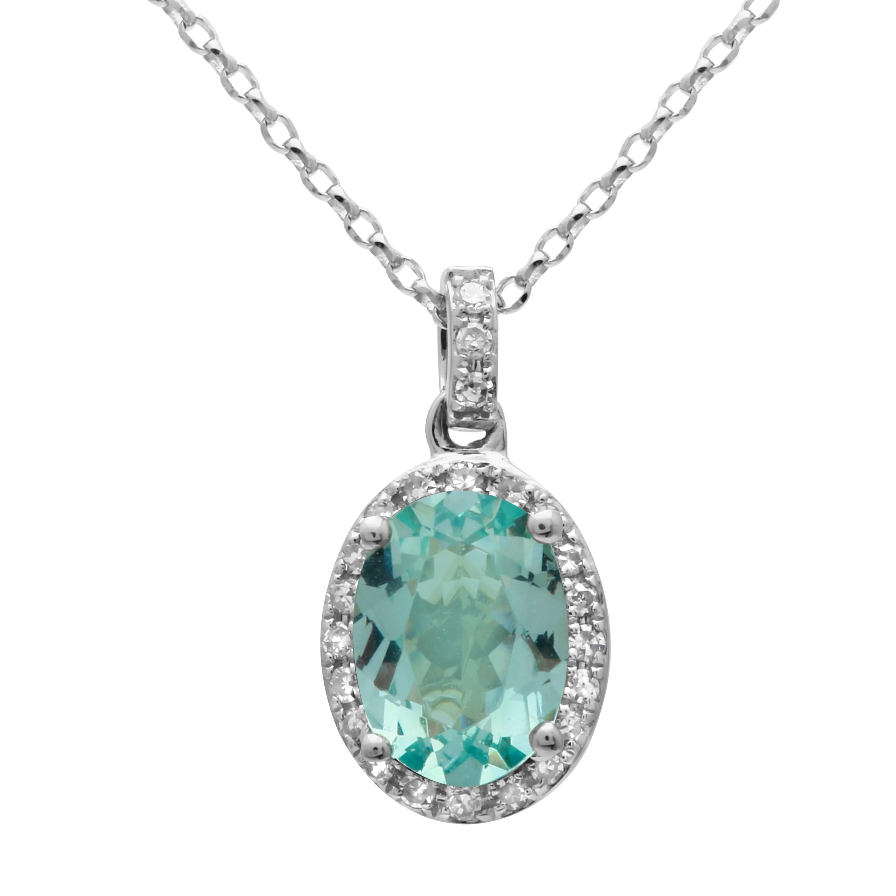 Oval Apatite Halo Pendant