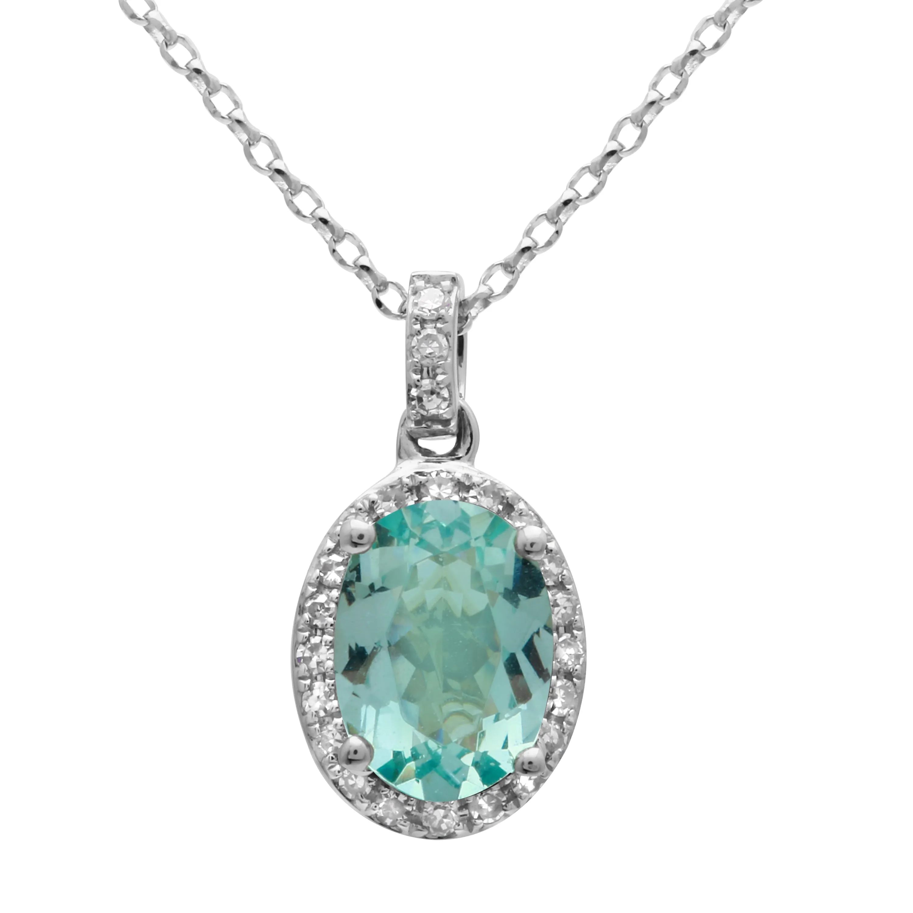 Oval Apatite Halo Pendant