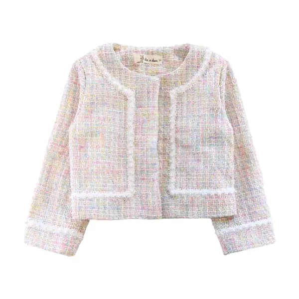 Pearl Trim Tweed Jacket - Multi Colored