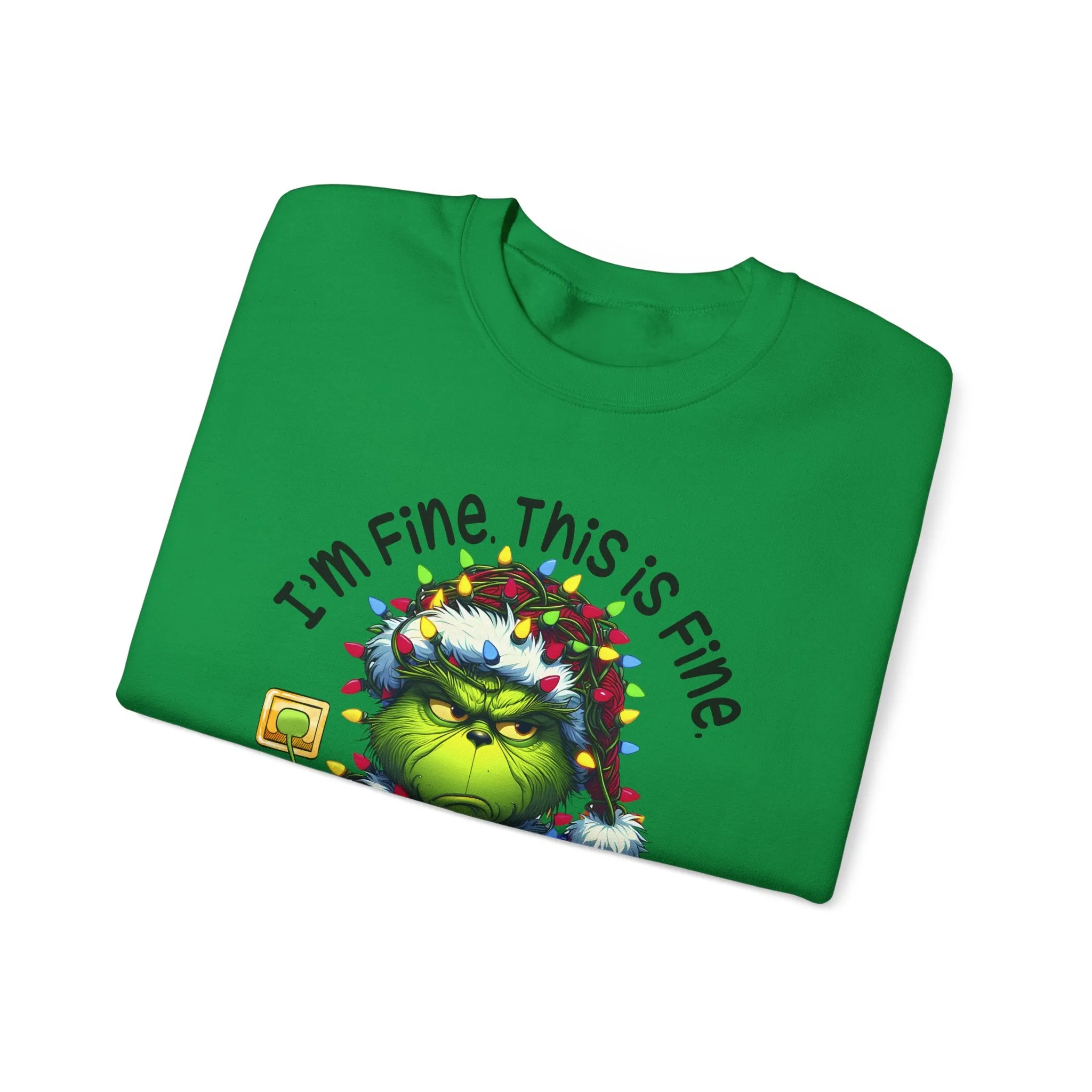 Princess Grace Grinch Mashed Christmas Sweatshirt - 'I'm Fine, This is Fine' Design