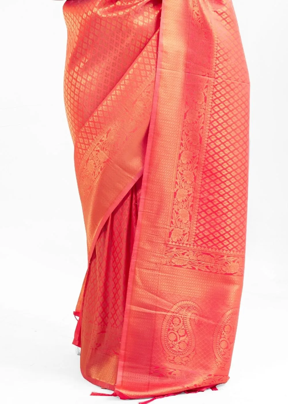 Punch Pink Kanjivaram Soft Woven Silk Saree