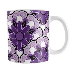 Purple Flower Tiles Pattern Mug