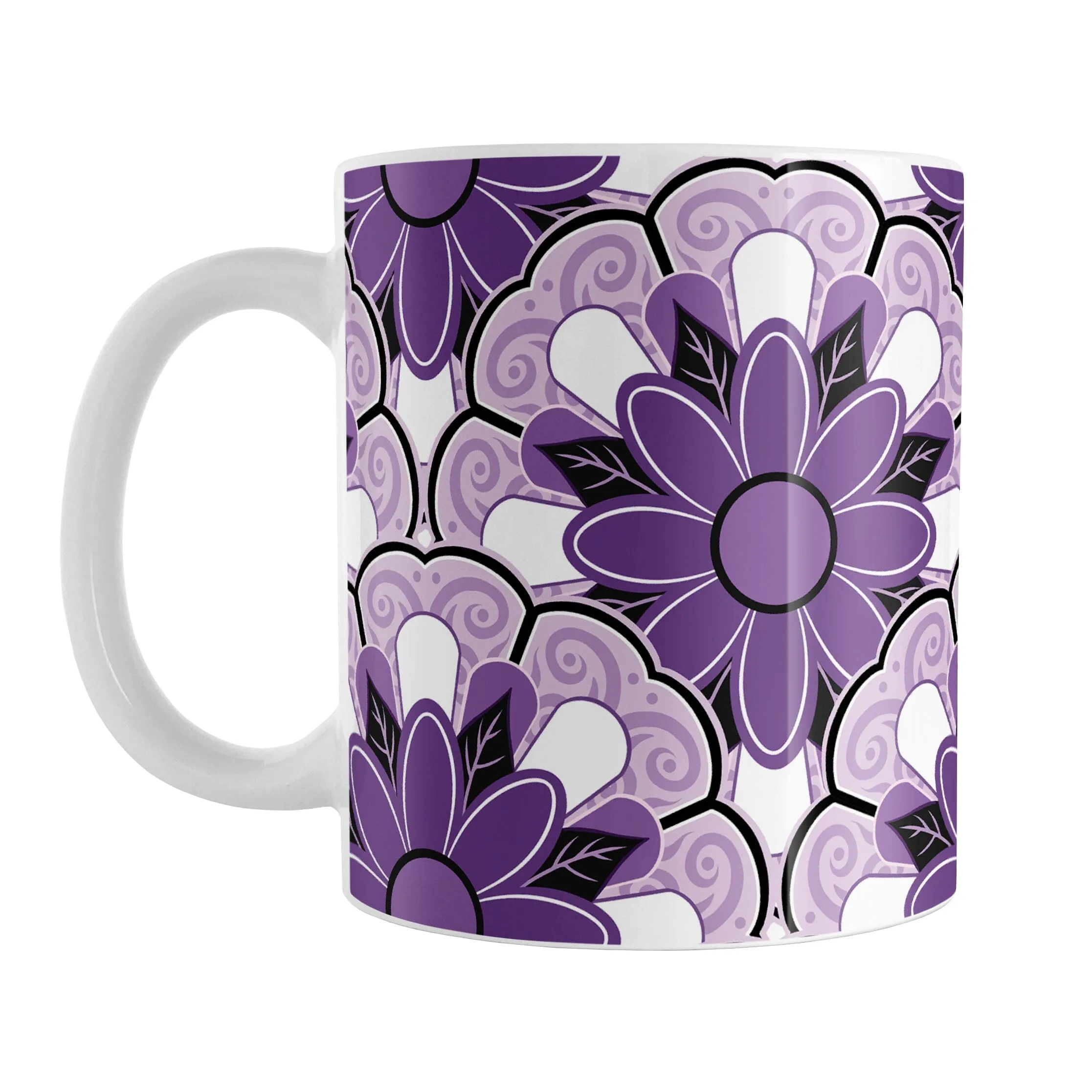 Purple Flower Tiles Pattern Mug