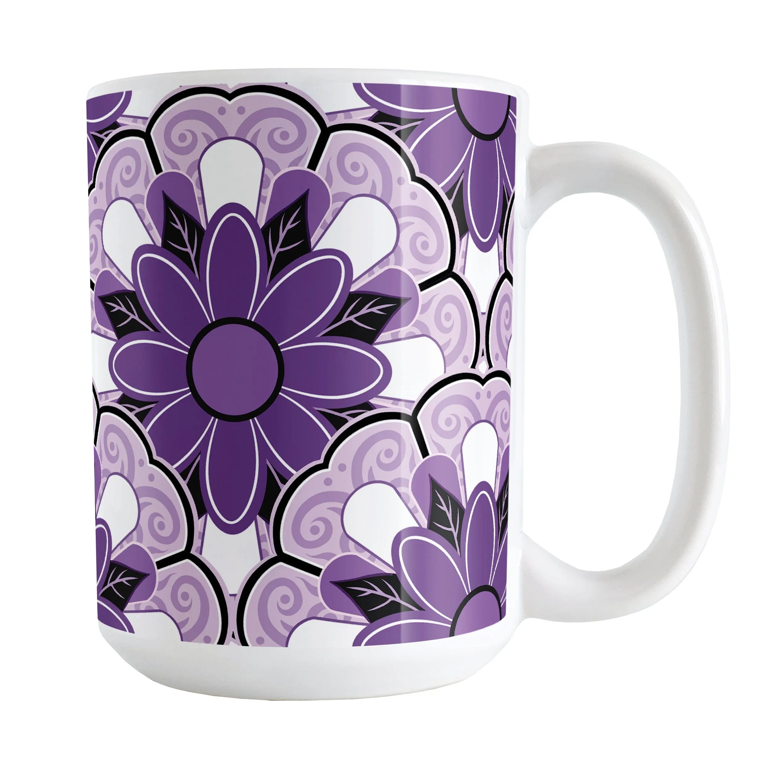 Purple Flower Tiles Pattern Mug