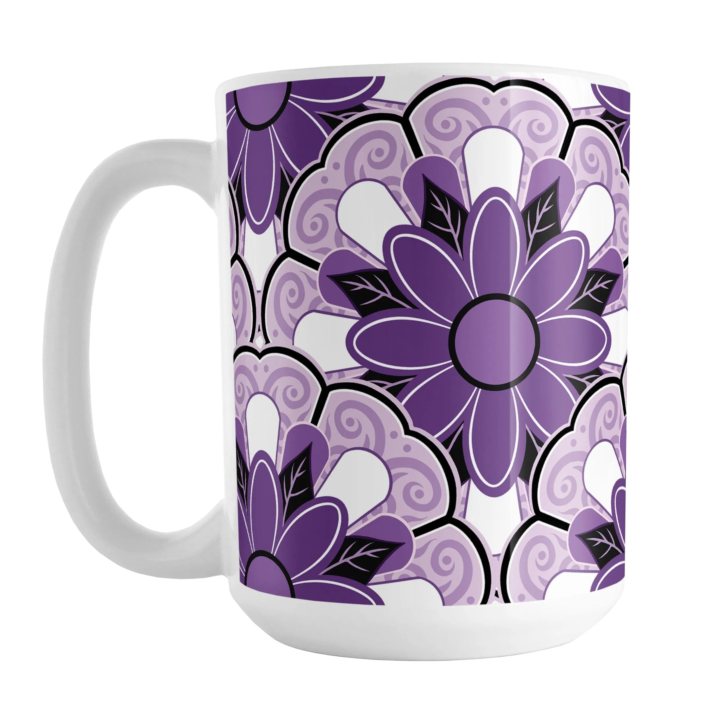 Purple Flower Tiles Pattern Mug