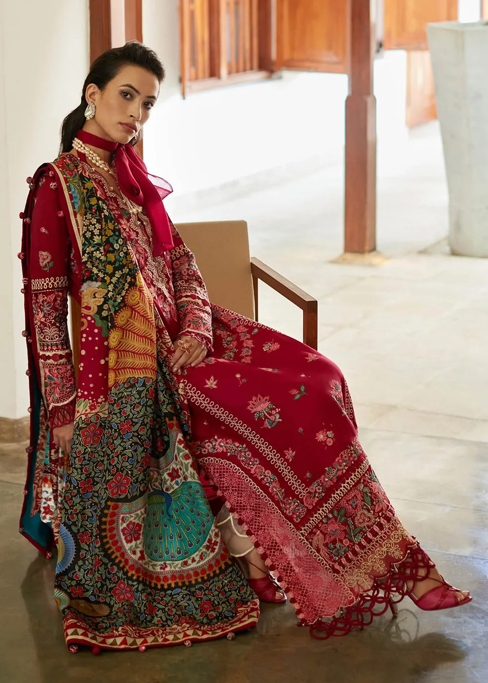 Red Lawn Suit - Elan - Luxury Lawn '23 - AALIA-EL23-08A