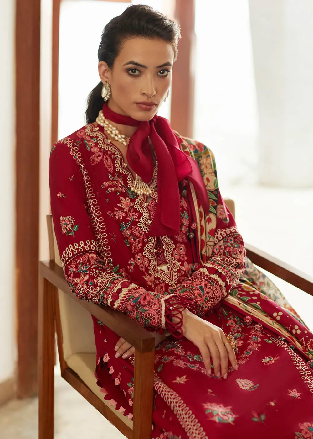 Red Lawn Suit - Elan - Luxury Lawn '23 - AALIA-EL23-08A