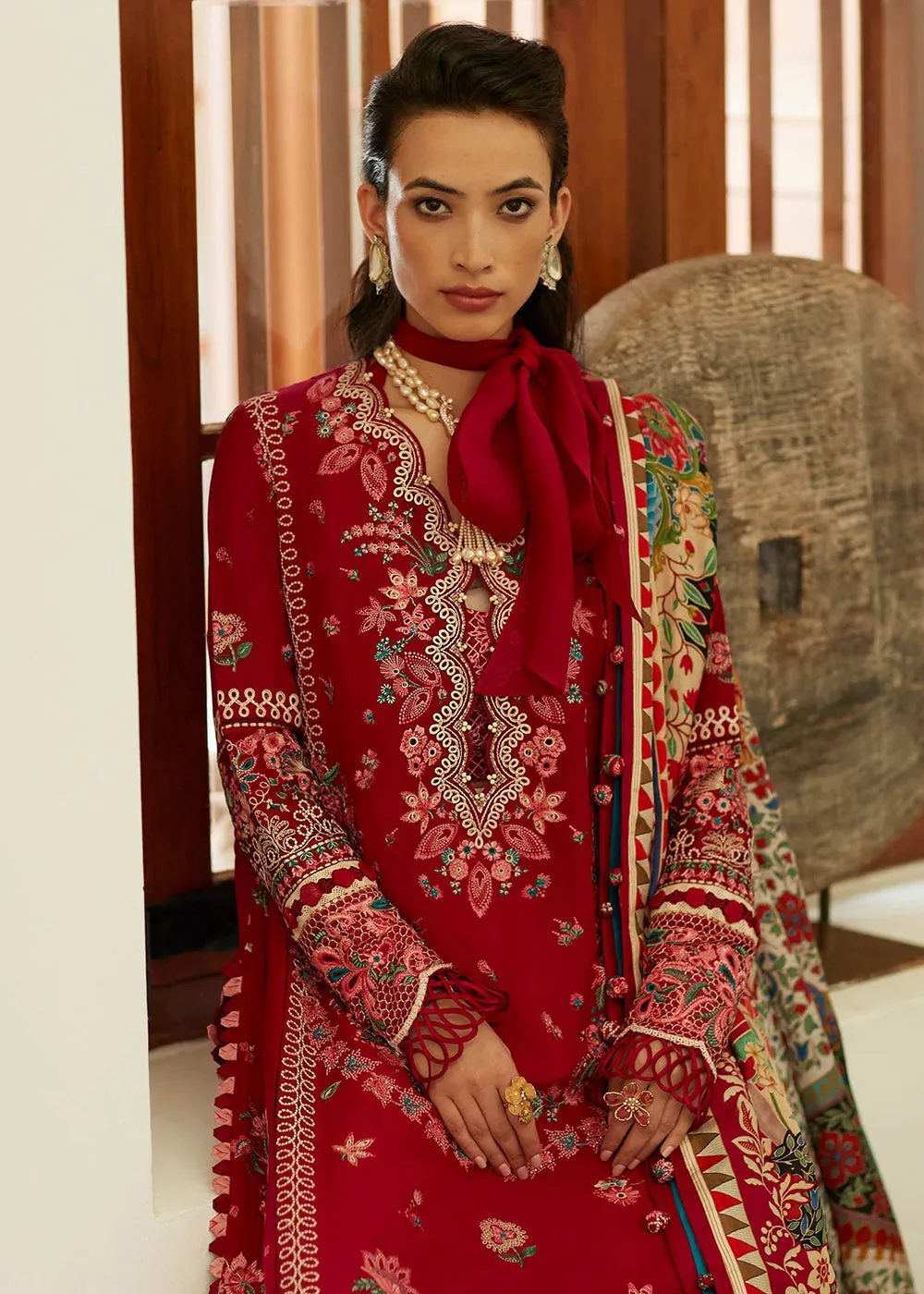 Red Lawn Suit - Elan - Luxury Lawn '23 - AALIA-EL23-08A