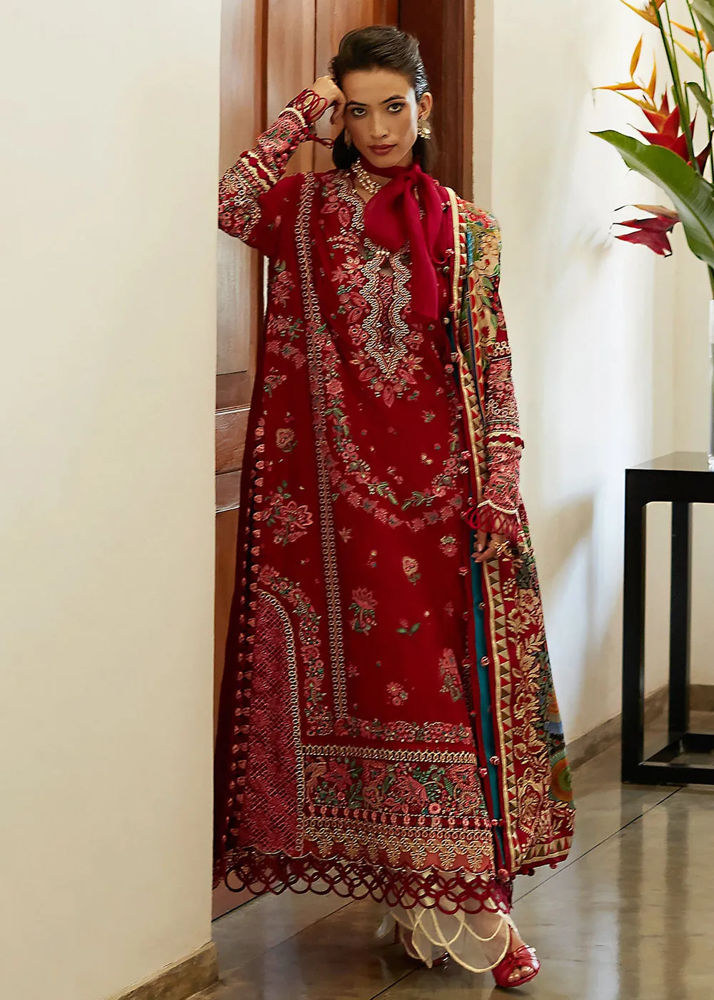 Red Lawn Suit - Elan - Luxury Lawn '23 - AALIA-EL23-08A