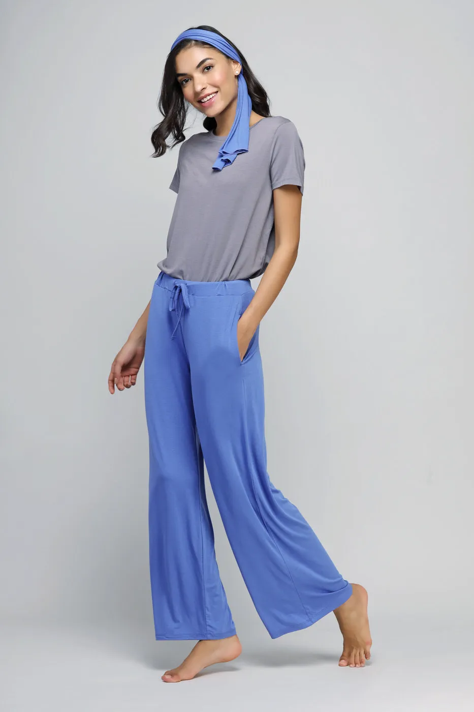 Relaxed Blue Flared Lounge Pant