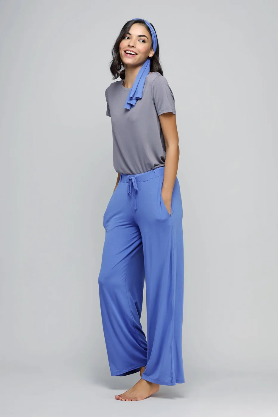 Relaxed Blue Flared Lounge Pant